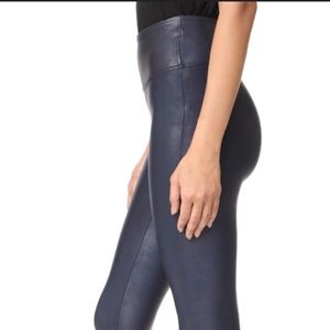 NWT Spanx Faux Leather Leggings Dark Blue Large